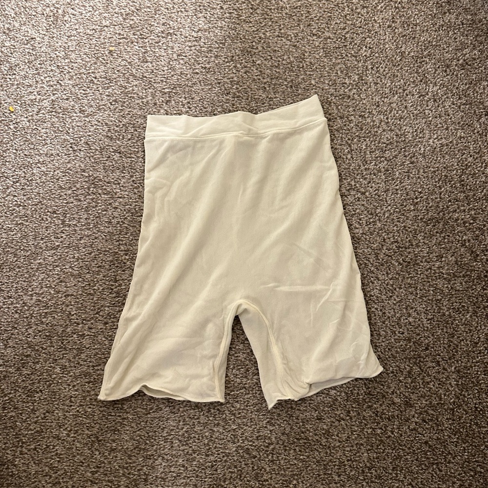 SKIMS Cream Ribbed Biker Shorts